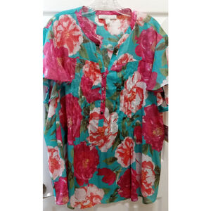 Juniper & Lime Womens Short Sleeve Blouse Plus Sz 2X Floral Lightweight NWT New